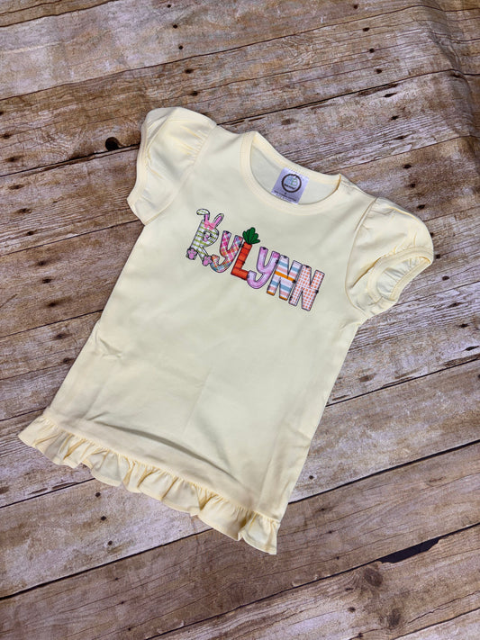 Ruffle Tee-Custom Spring Letters