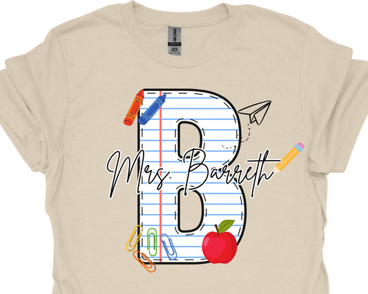 Notebook paper: Initial/Grade/School