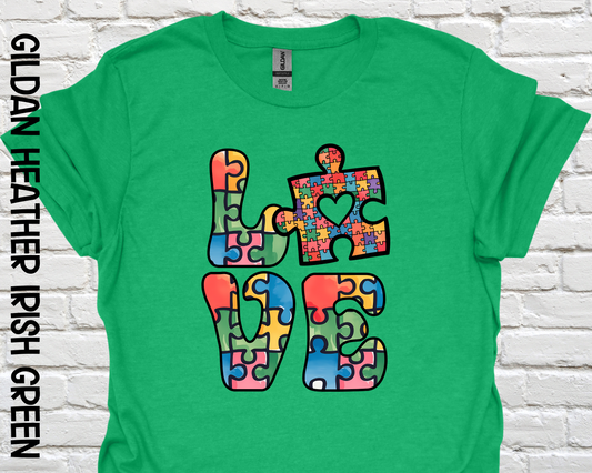LOVE Autism puzzle pieces