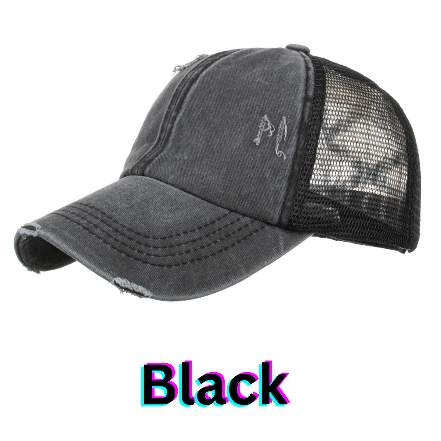 Fri-Yay!- Distressed Ponytail Hat