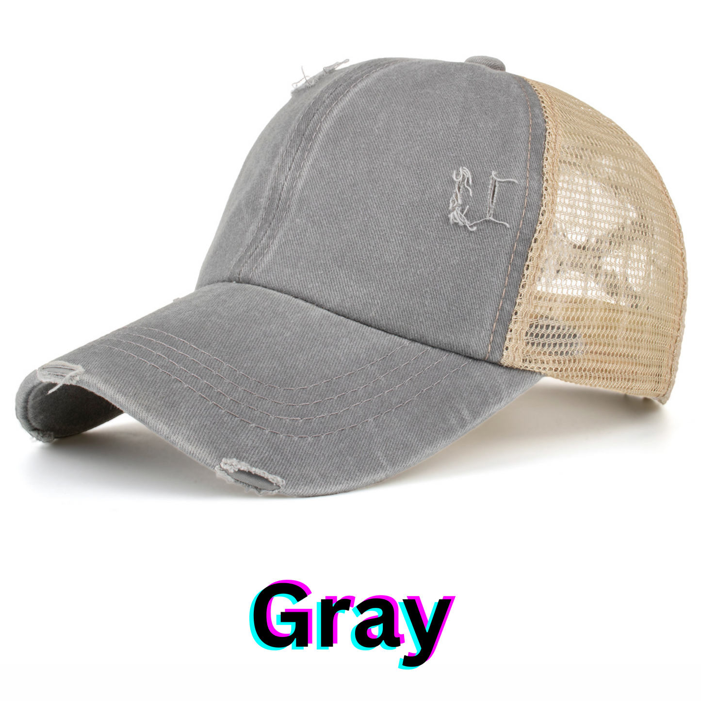 Fri-Yay!- Distressed Ponytail Hat