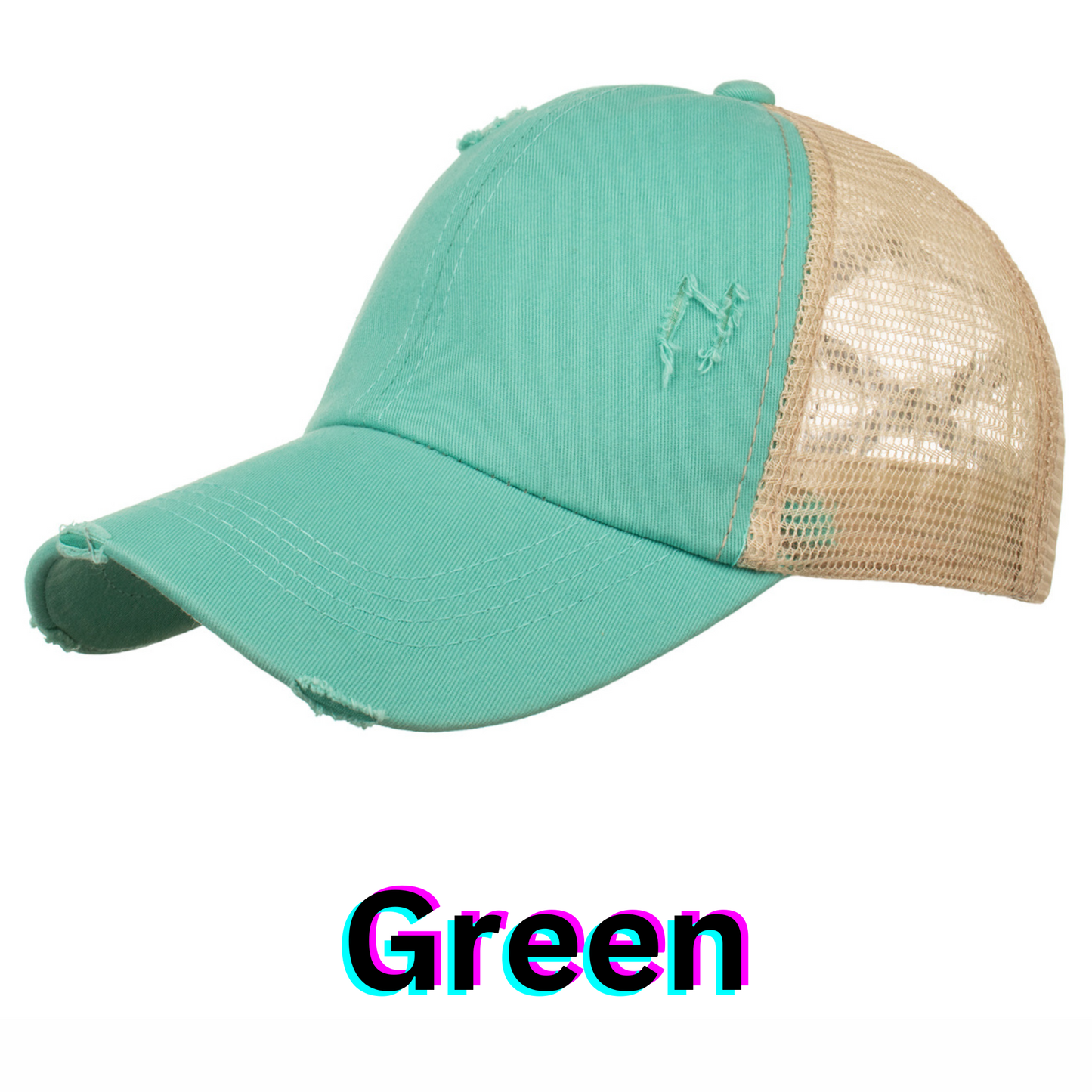 Fri-Yay!- Distressed Ponytail Hat