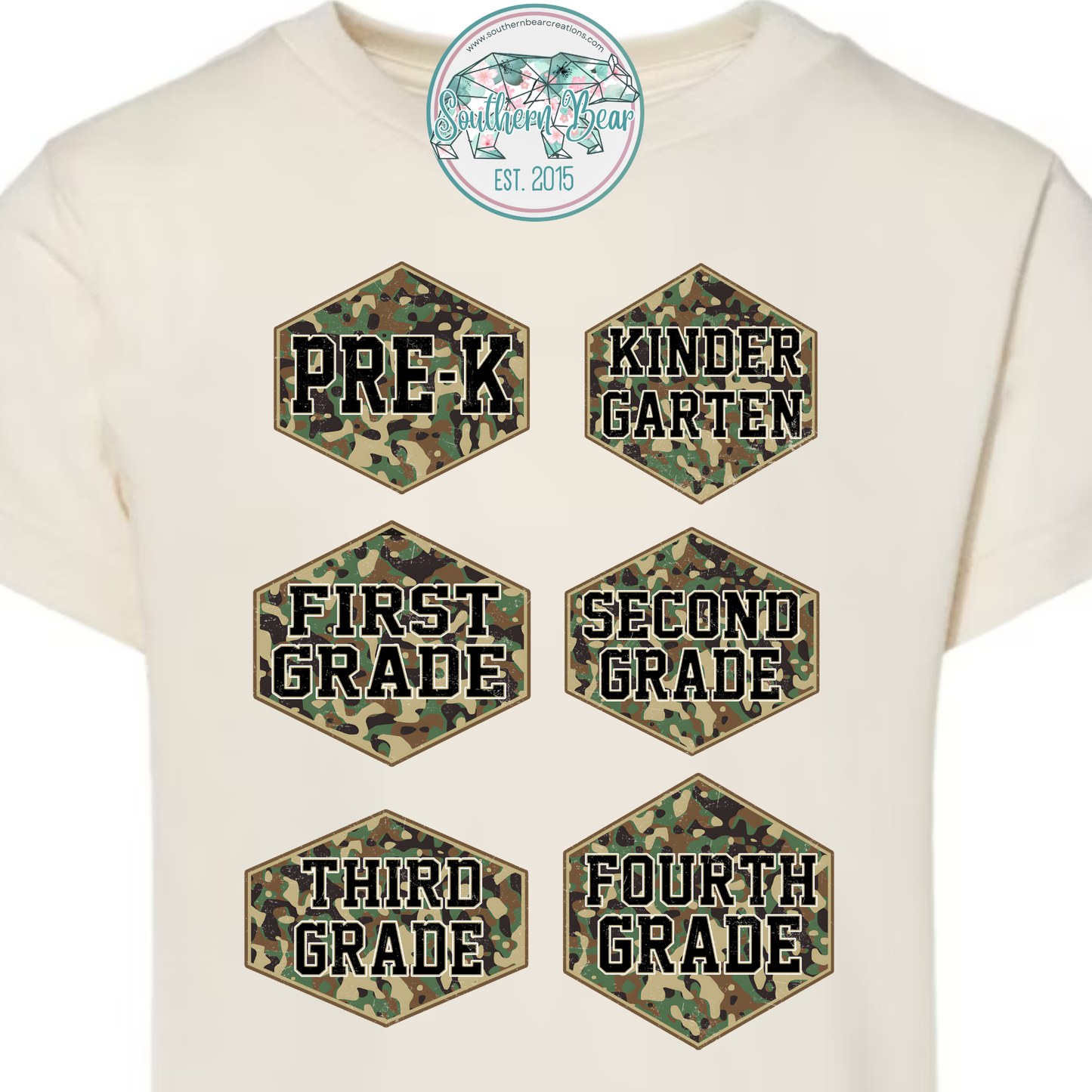 YOUTH: Pre-K to 5th Grade Camo 1: Grade levels