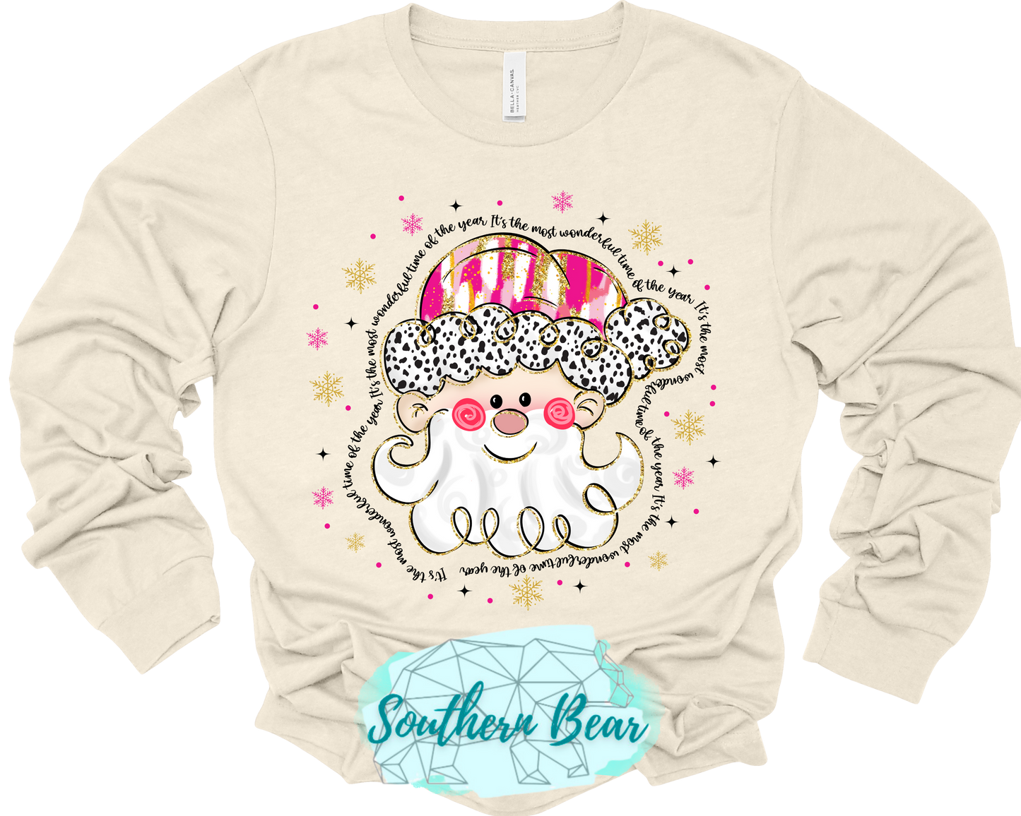 Glitter Pink Christmas Santa