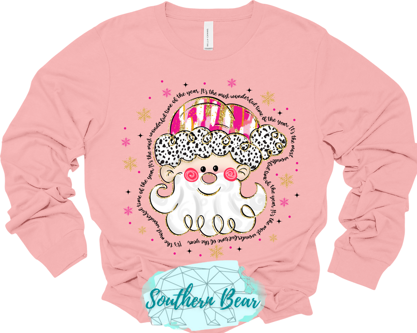 Glitter Pink Christmas Santa