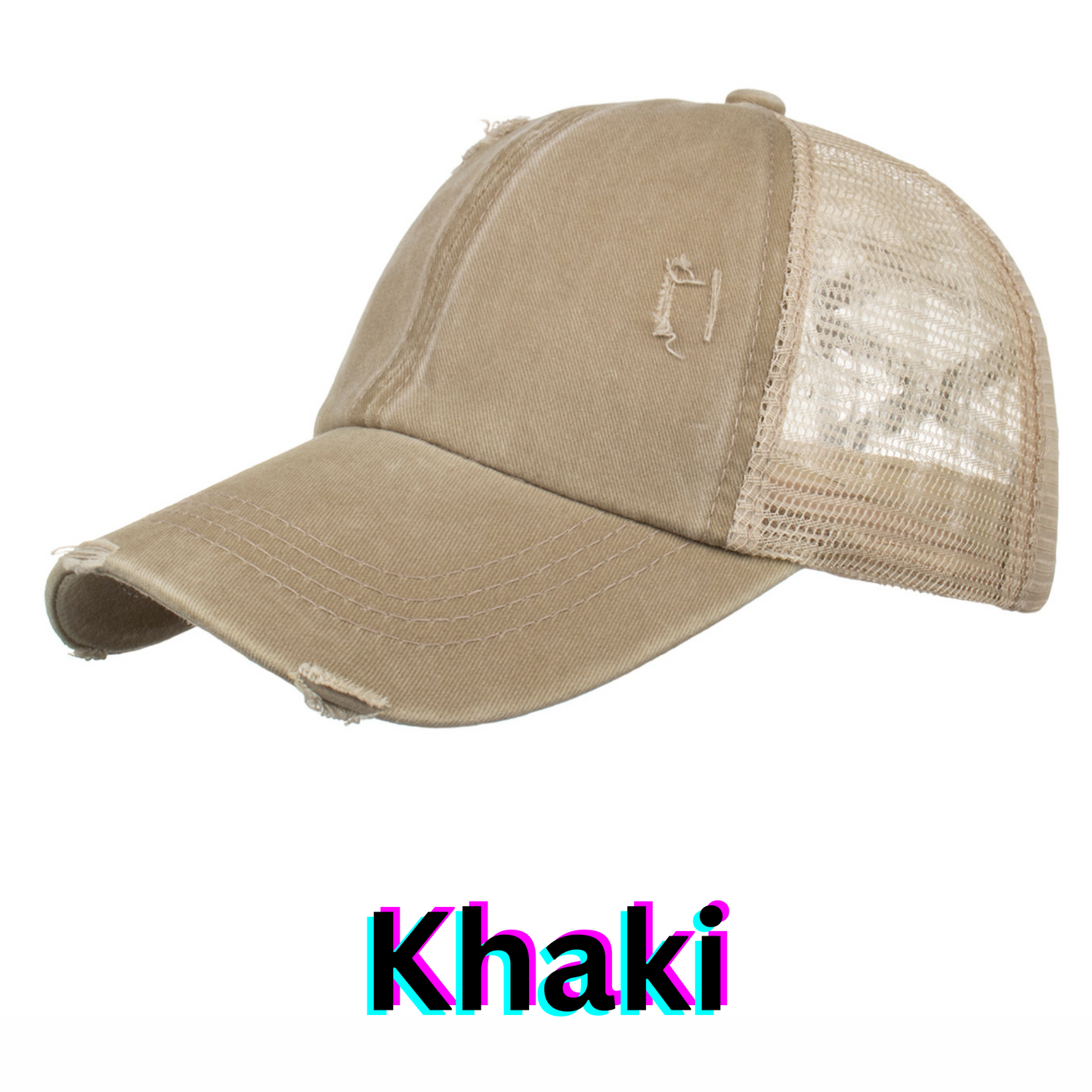 Fri-Yay!- Distressed Ponytail Hat