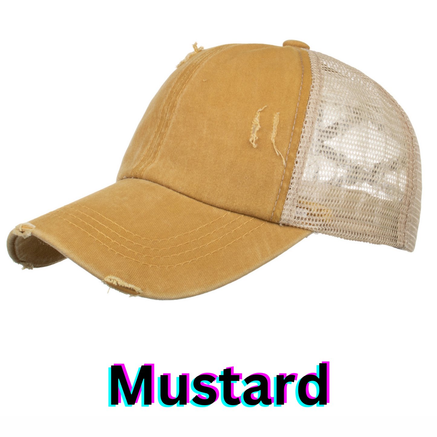 Fri-Yay!- Distressed Ponytail Hat