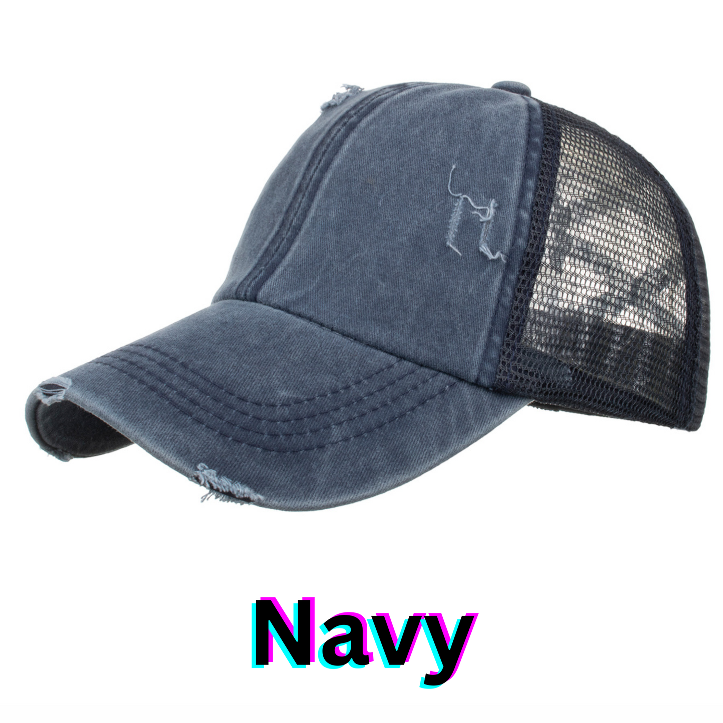 Fri-Yay!- Distressed Ponytail Hat