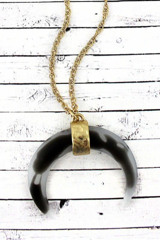 Gray tortoiseshell double horn necklace