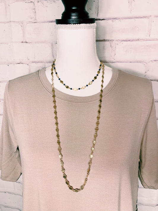 Midnight blue bead and gold-tone layered necklace