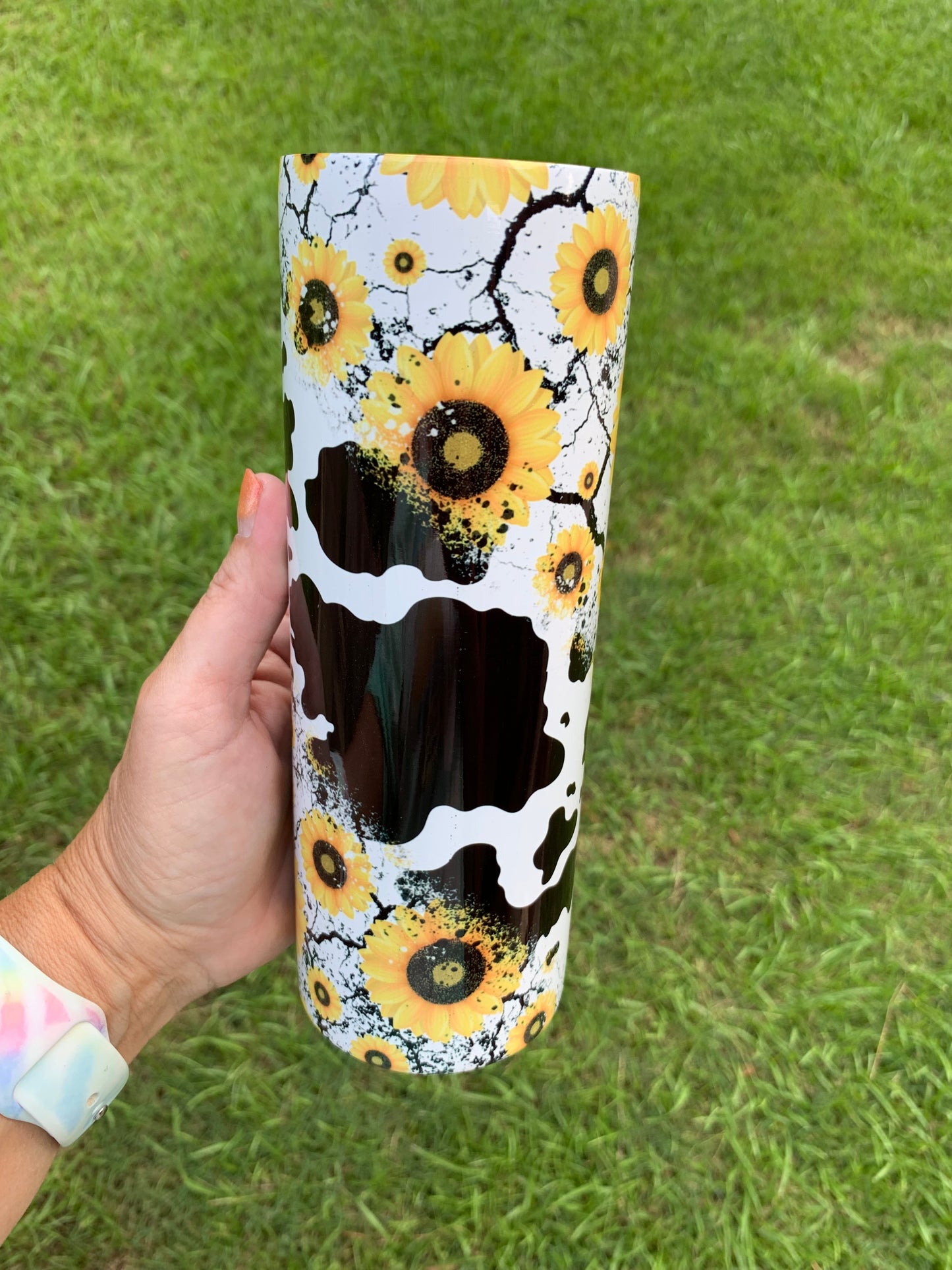 Skinny 20 oz.-Sunflower Cowprint