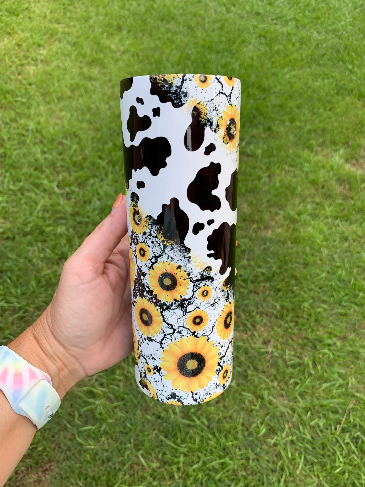 Skinny 20 oz.-Sunflower Cowprint