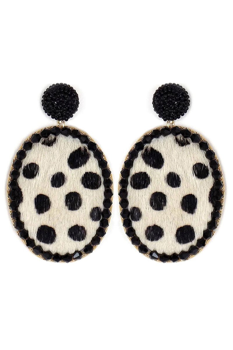 Leopard seed bead earrings