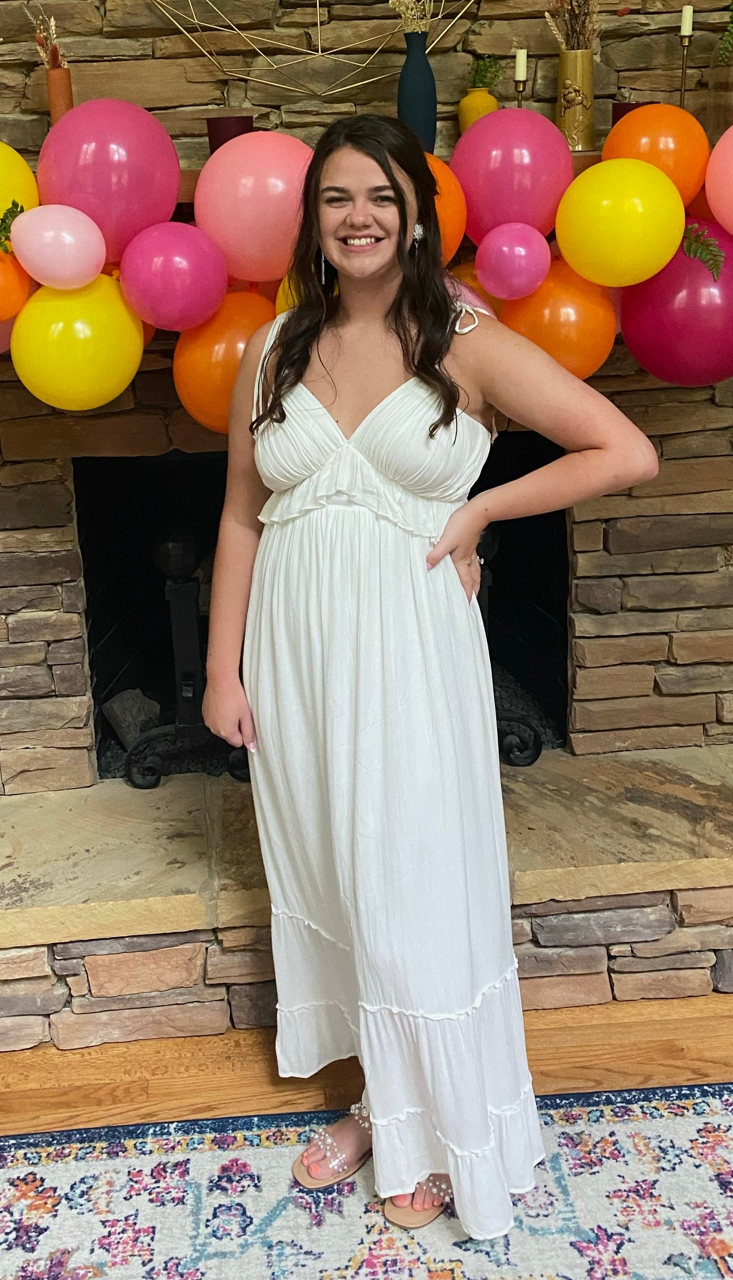 Ruffle white dress
