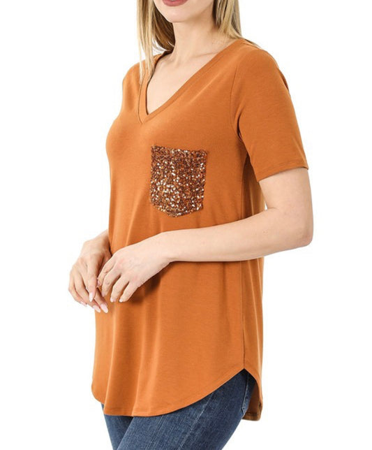 Sequin pocket tee