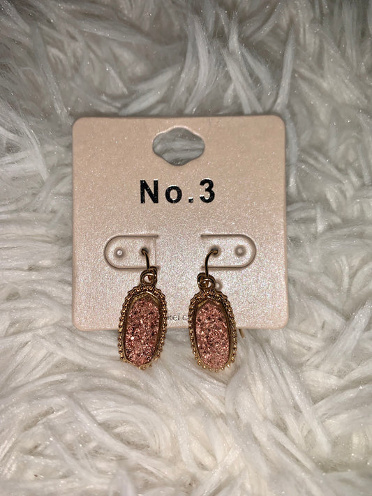 Pink Druzy Earrings