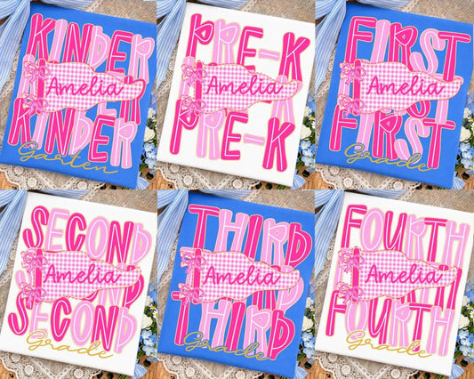 YOUTH: Pink gingham pennant flag: Pre-k to 4th Grade levels