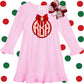 Monogrammed Long Sleeved Ruffled dress