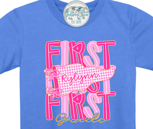 YOUTH: Pink gingham pennant flag: Pre-k to 4th Grade levels