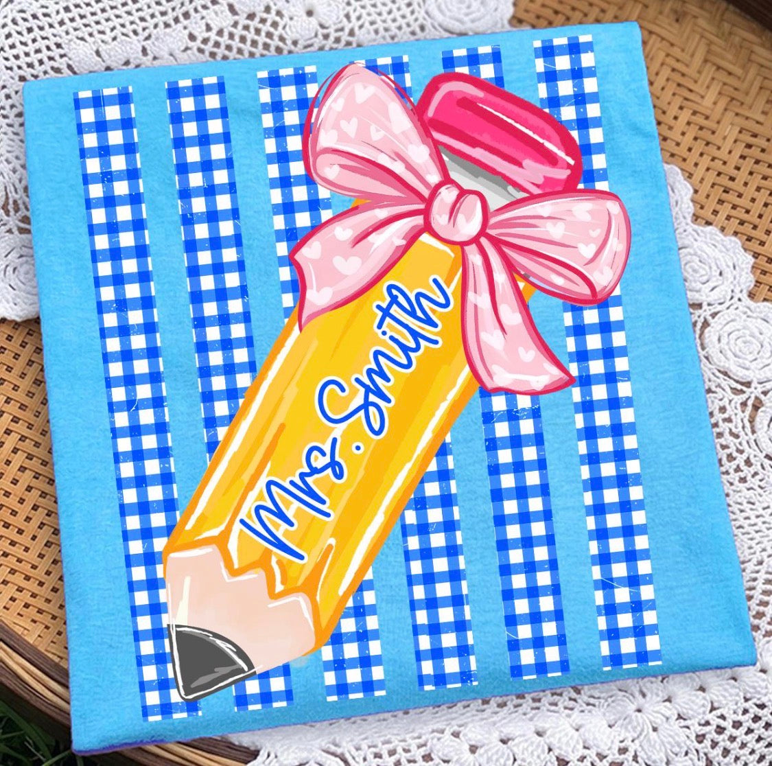 Striped back to school Pencil Bow