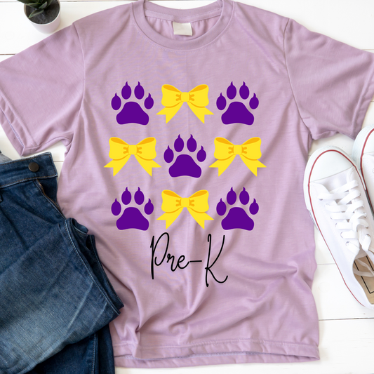 Kids Purple/Gold Bows/Paws