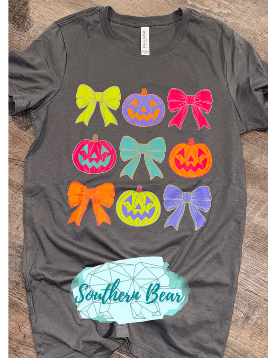RTG-Neon Pumpkins and Bows-SIZE XL- JUNIOR Fitted