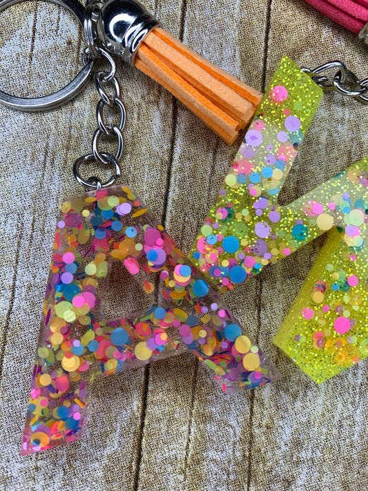 Alphabet letter keychain: Epoxy